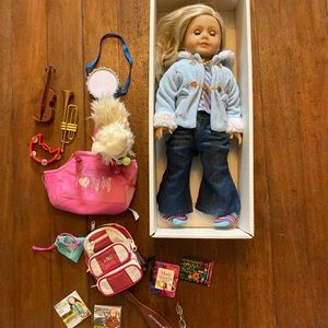 Pleasant Company - American Girl Doll, 18”. And misc accessories